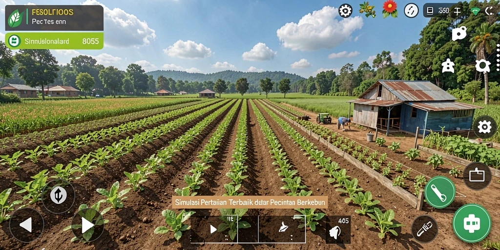 Tangkapan layar menunjukkan gameplay bertani yang menarik dan interaktif.