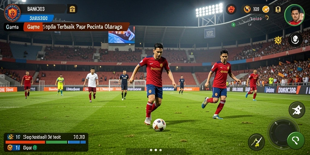 Tangkapan layar utama BANK303 menunjukkan aksi seru dalam permainan sepak bola.
