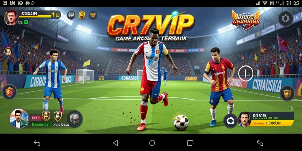 Tangkapan layar gameplay CR7VIP yang menunjukkan aksi seru di lapangan.