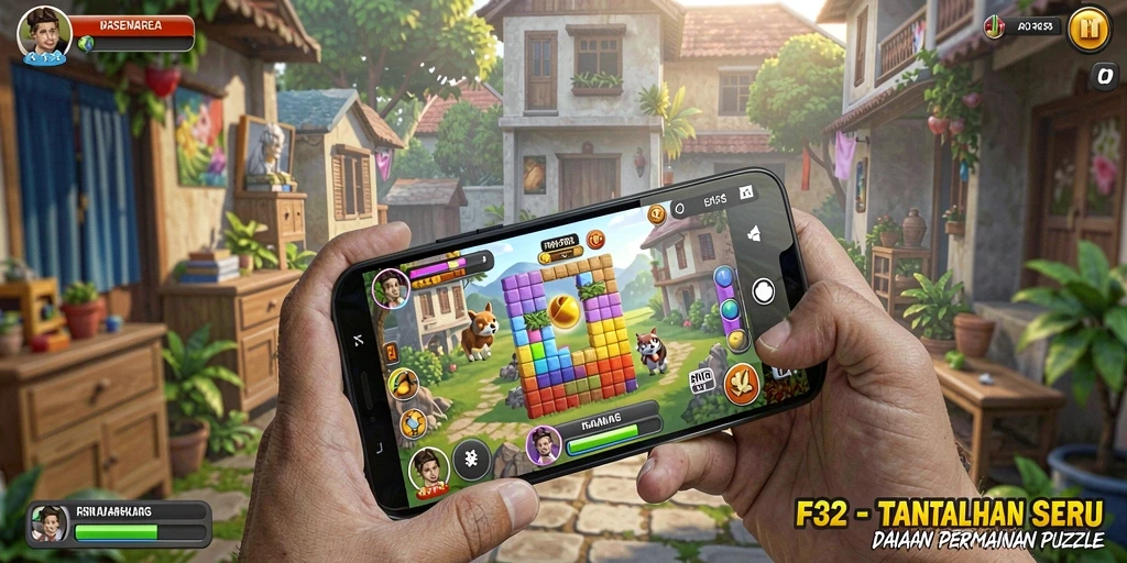Screenshot gameplay F32 menampilkan tantangan puzzle yang menarik dan mengasyikkan.