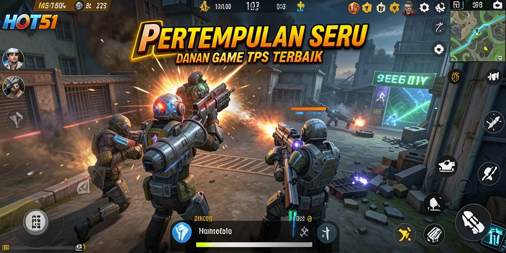 Tampilan gameplay HOT51 dengan pertempuran TPS yang mendebarkan.