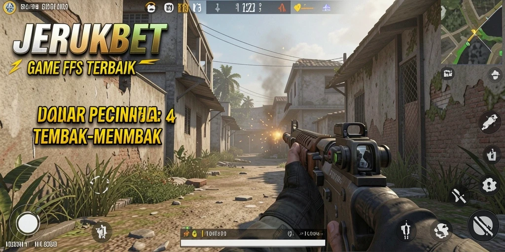 Screenshot gameplay intens dari JERUKBET yang menunjukkan aksi tembak-menembak.