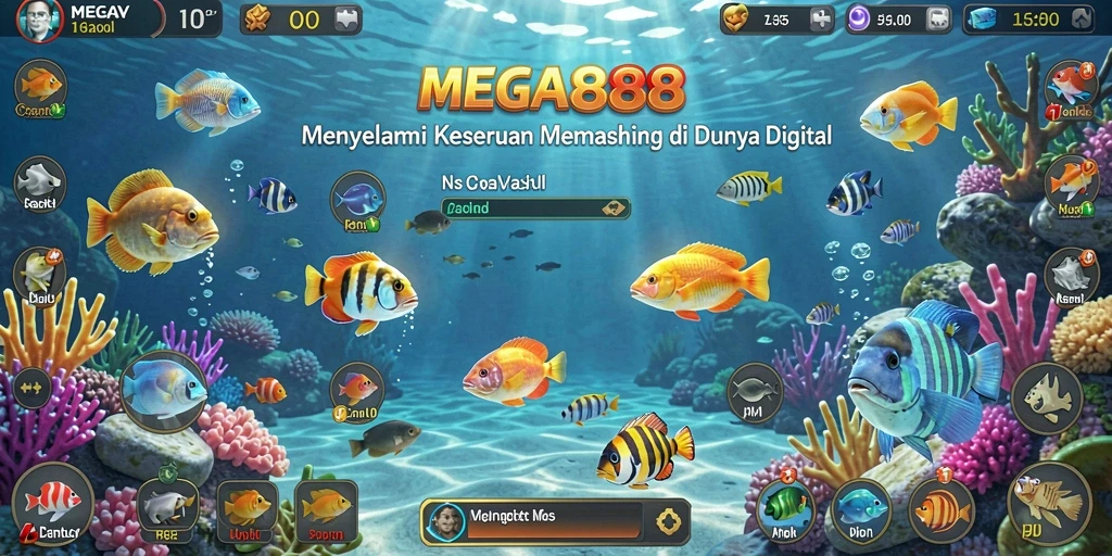 Screenshot gameplay <strong>MEGA888</strong> yang menampilkan keseruan memancing di laut dalam.