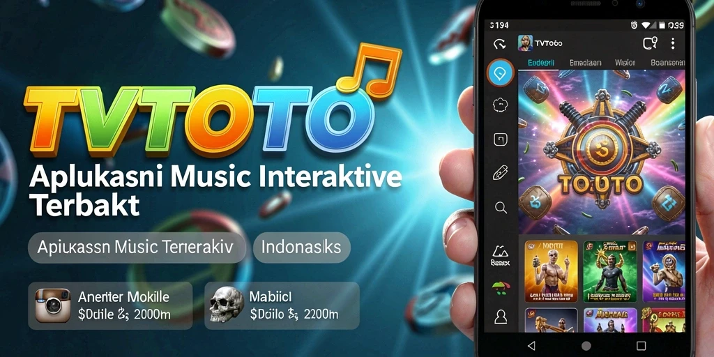 Tampilan utama TVTOTO dengan fitur musik yang interaktif.